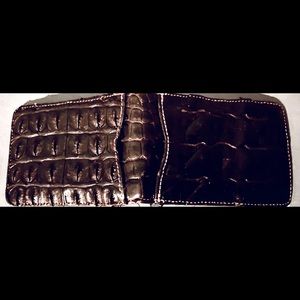 Tecovas dark brown front pocket alligator wallet